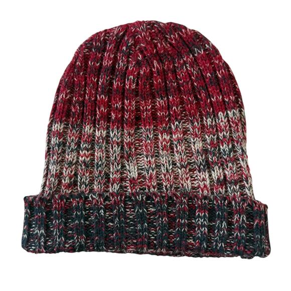 KB Ethos Knit Beanie Winter Hat Colorblock Red Navy Blue One Size Unisex - Picture 1 of 7